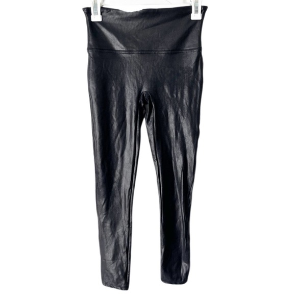 Spanx Leggings Women's Medium SPANXshape Faux Leather Skinny Stretch - Picture 2 of 8